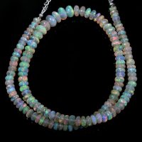 100% Natural Ethiopian Opal Faceted Rondelle Beads