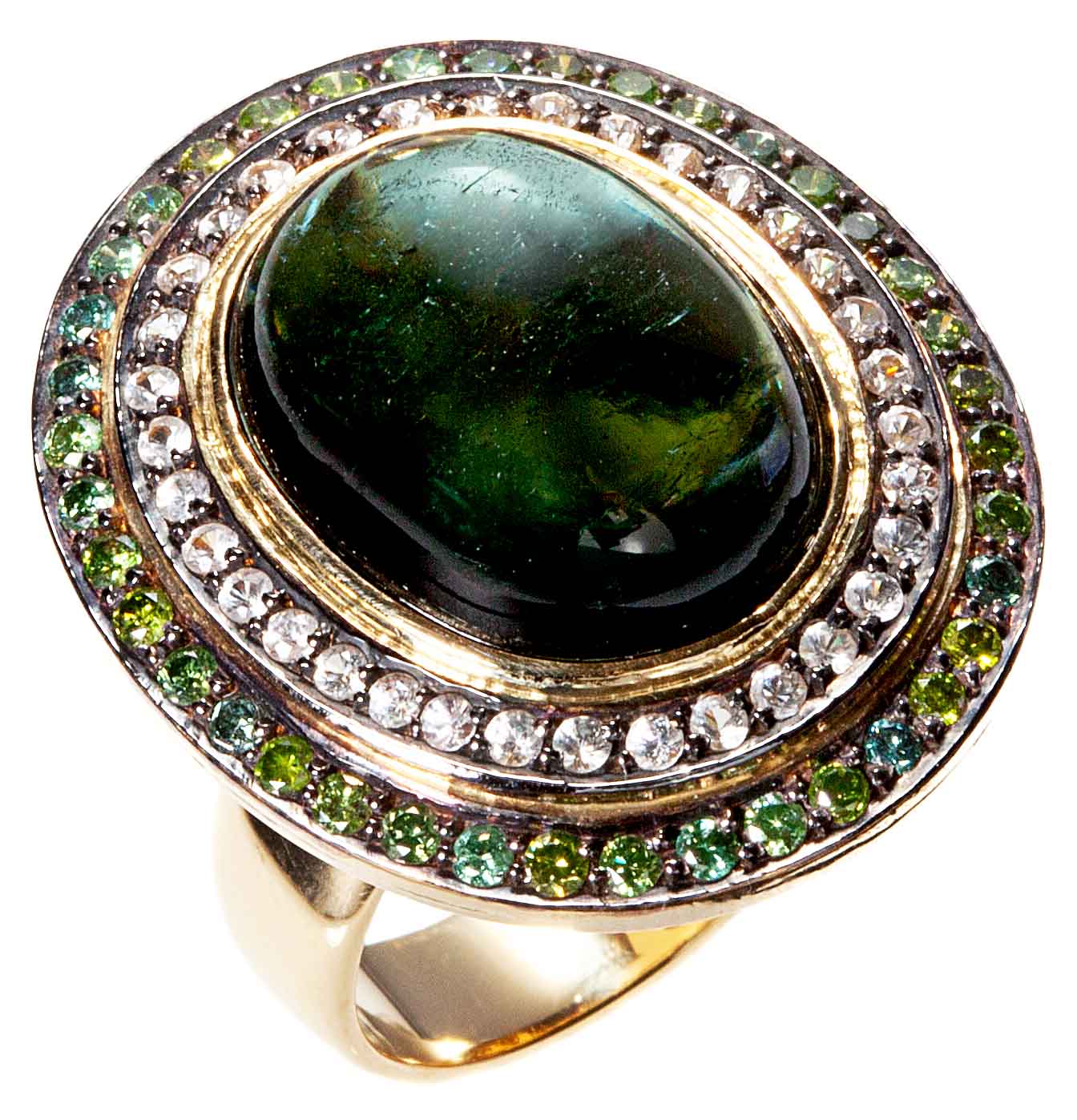 Green Goddess Ring with Diamonds