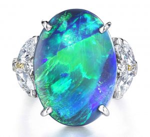 Platinum Ring with Black Opal