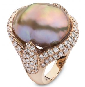 Rose Gold Ring with Baroque Freshwater Pearl