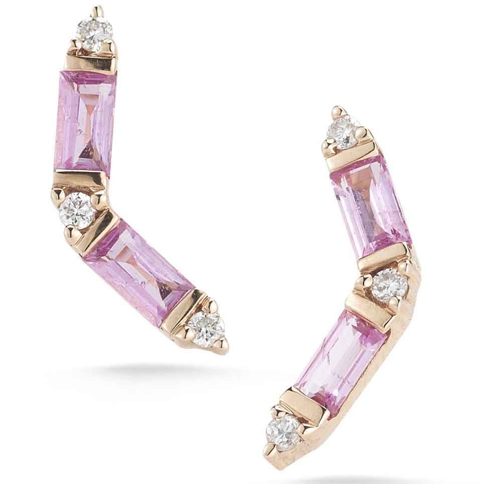 Kristyn Kylie stud earrings in 14k rose gold with pink sapphire