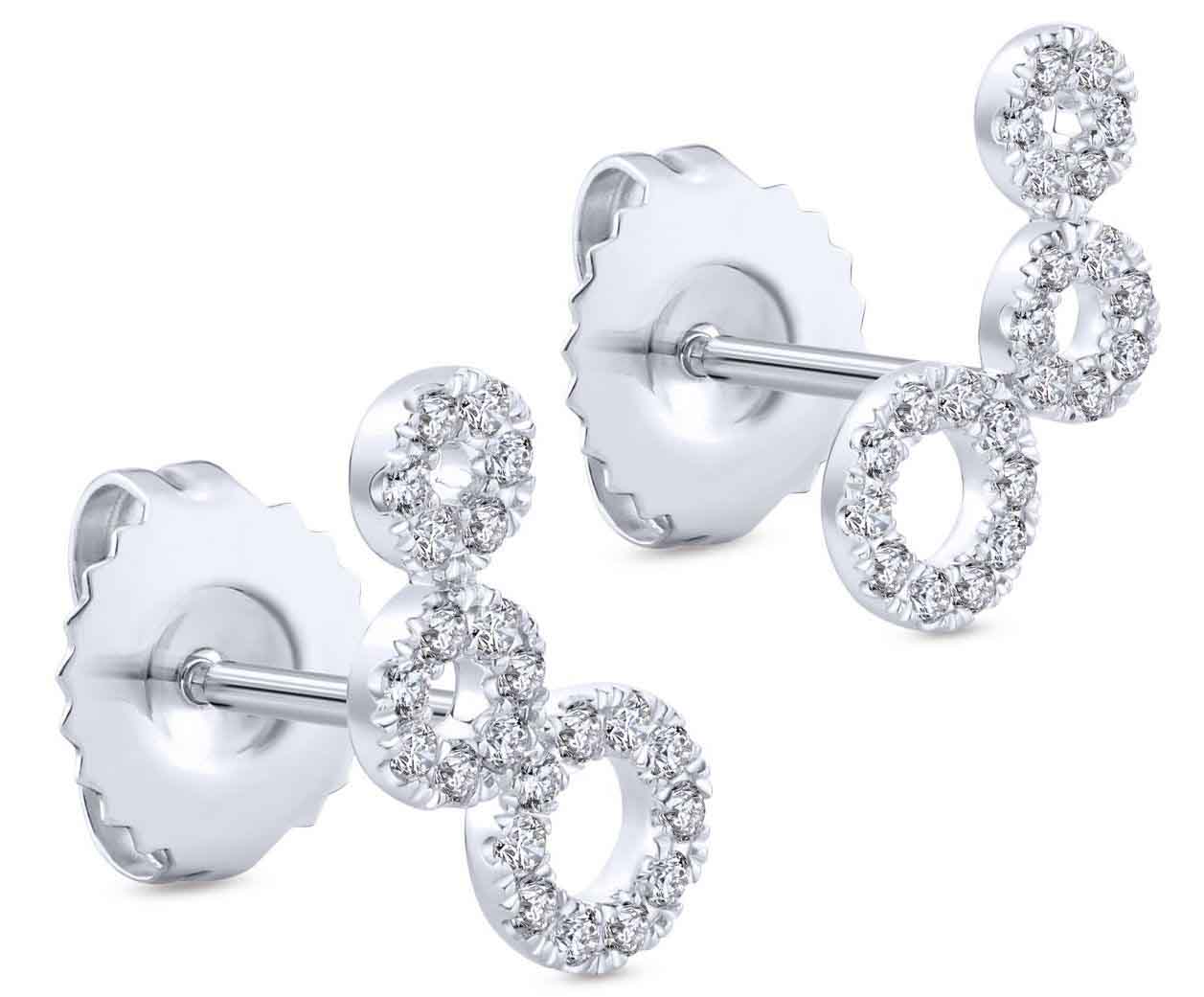 Comets stud earrings in 14k white gold with diamonds