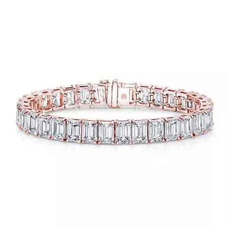 Emerald-cut tennis bracelet in 18k rose gold