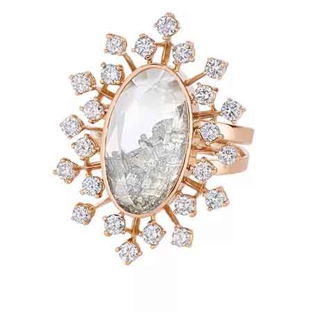 Ring in 18k rose gold with diamonds