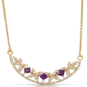 Raina necklace in 18k yellow gold with amethyst and diamonds