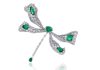 Dragonfly brooch in 18-karat white gold embellished with emeralds and diamonds