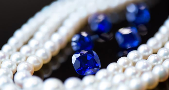 Kashmir sapphires and natural pearls