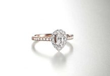 Pear halo from Dominos Diamond Ring Mount Offering