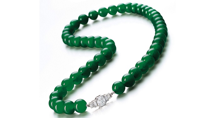 jadeite beads of a brilliant emerald green color