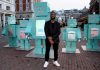 Tinie Tempah Unveils An Installation Of Tiffany Blue Robots & A Boom Box Playing Seasonal Tracks In The Heart Of Covent Garden