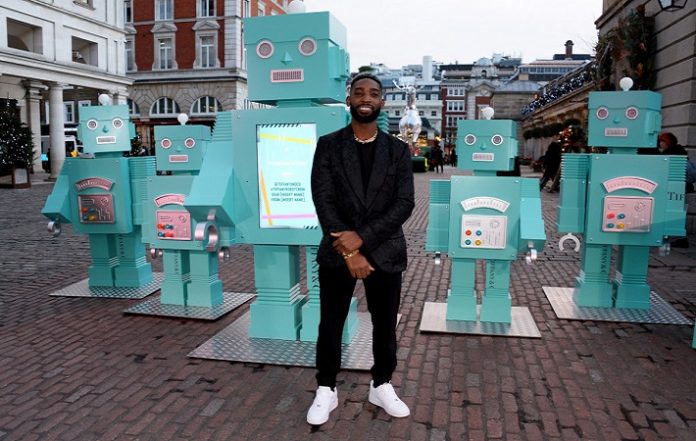Tinie Tempah Unveils An Installation Of Tiffany Blue Robots & A Boom Box Playing Seasonal Tracks In The Heart Of Covent Garden
