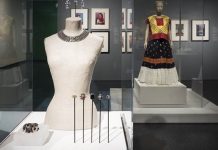 A choker, bracelet and brooches from the show “Frida Kahlo: Appearances Can Be Deceiving."