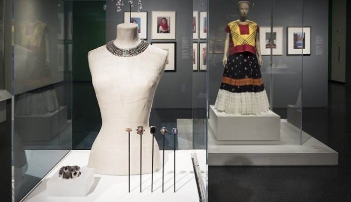 A choker, bracelet and brooches from the show “Frida Kahlo: Appearances Can Be Deceiving. A choker, bracelet and brooches from the show “Frida Kahlo: Appearances Can Be Deceiving.