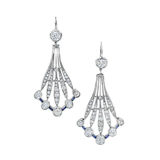 Diamond and Sapphire Drop Earrings