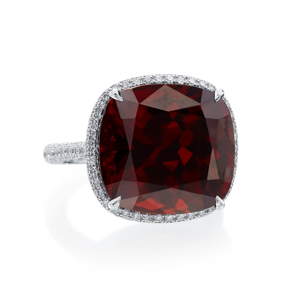 Spessartite Garnet and Diamond Ring