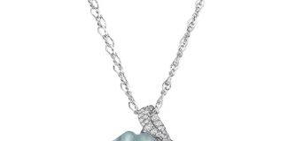 Exceptional Hand Carved Aquamarine and Diamond Gold Pendant by Naomi Sarna