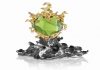 Green Genie Pendant by Naomi Sarna. 178.5 ct. peridot, with multicolored diamond, sapphire, garnet and amethyst accents, set in 18K yellow gold, on a silver presentation base.