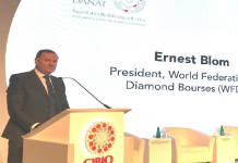 WFDB President Ernie Blom addressing the 2019 CIBJO Congress in Bahrain.