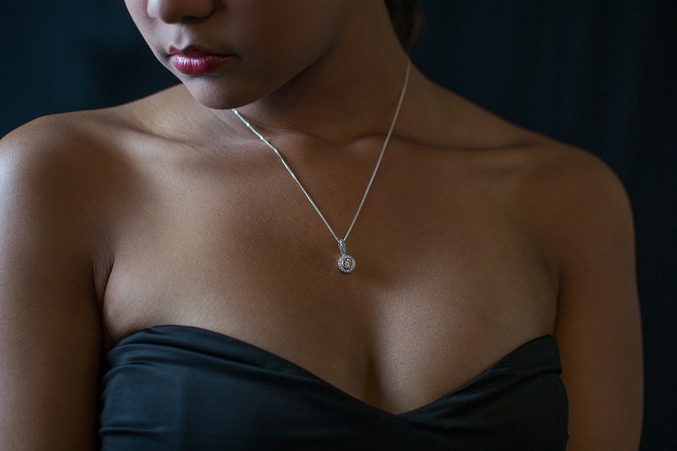 Lady Black Dress with Jewellery