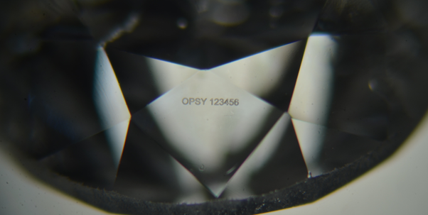 Loupe ID beneath the surface of a diamond, visible using a standard 10 x loupe.