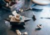 Different jewelery on the table from the jeweler from a close angle