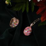 Fabergé Imperial Yellow, Gold Mosaic Ruby, Sapphire & Diamond Egg Pendant and ring