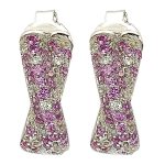Suzy Levian Sterling Silver and Pink Sapphire Petite Crossover Pave Earrings