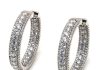 Suzy Levian Sterling Silver White Cubic Zirconia Hoop Earrings.